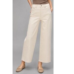 J.Crew Everyday Wide Leg Jeans Womens Size 25 Cream Ecru Wash Ankle Semi Stretch